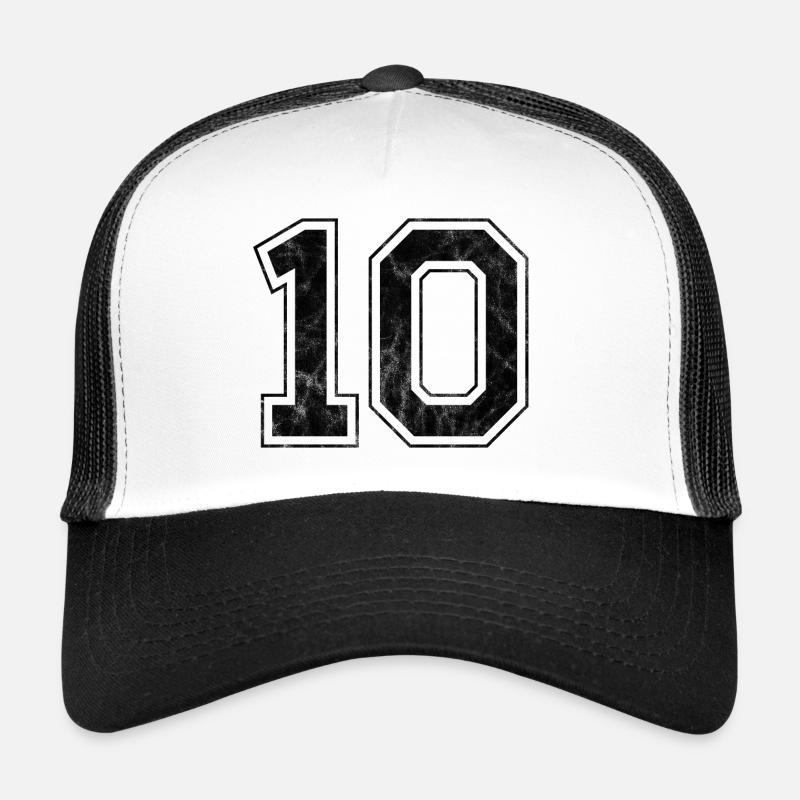 Anzahl 10 - Trucker Cap - Weiß/Schwarz