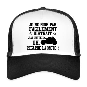 Je ne suis pas facilement distrait MOTO - Casquette trucker  - blanc/noir - Devant