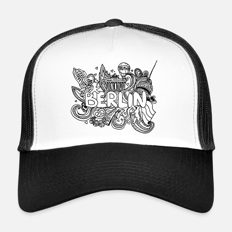 Berlin Berlin Skyline Graffiti Font Doodle Casquette trucker 