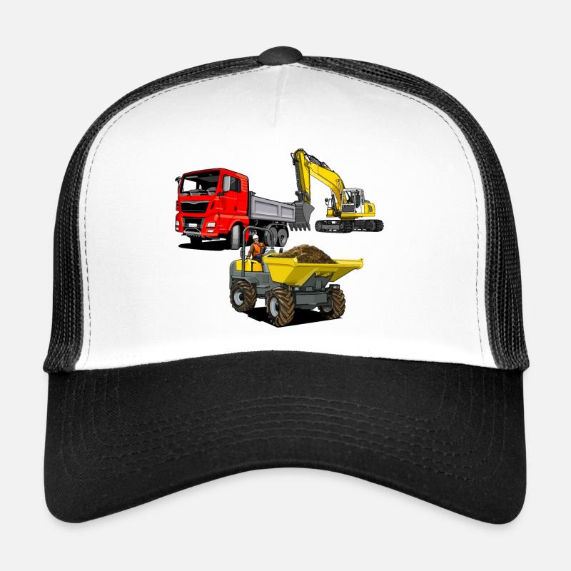 Véhicules de chantier - Casquette trucker  - blanc/noir