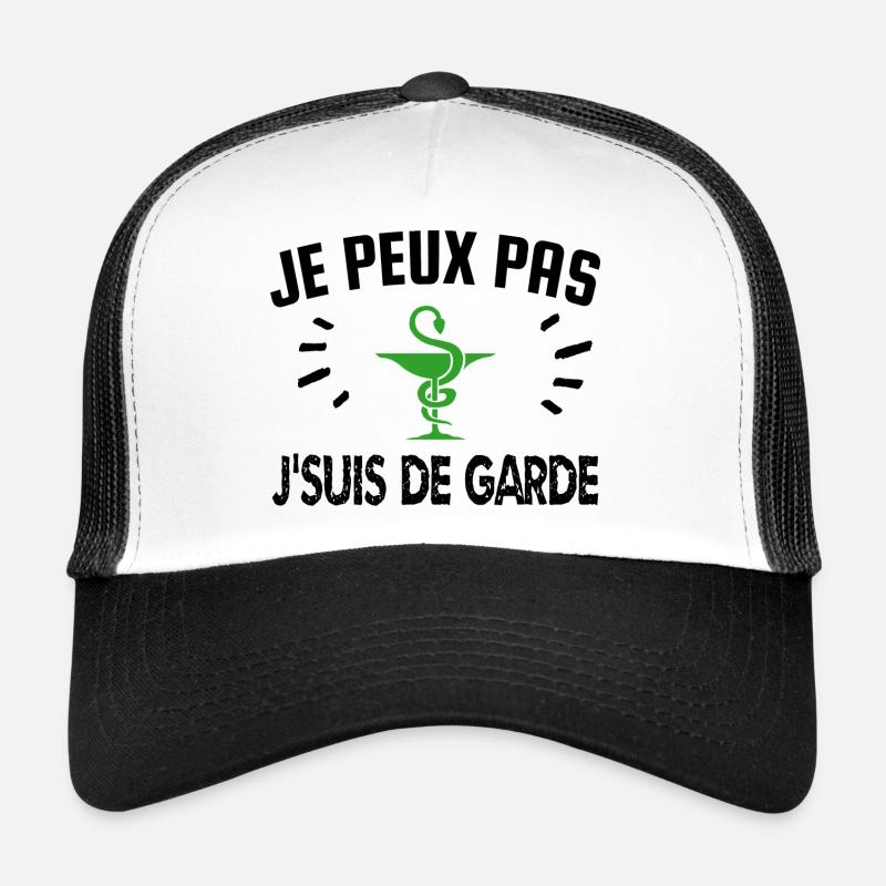 je peux pas je suis de garde - Casquette trucker  - blanc/noir
