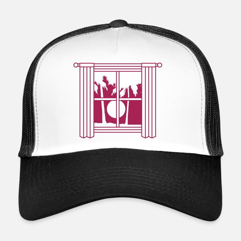 Sun Palm Trees Window Curtain Trucker Cap