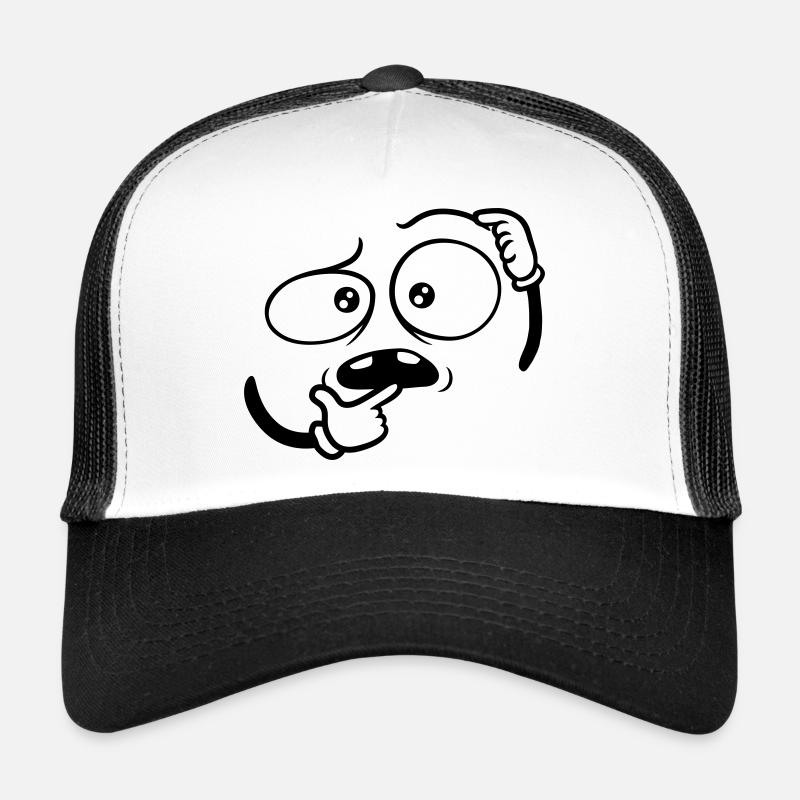 Zweifelnd Hand Geste Gesicht Trucker Cap