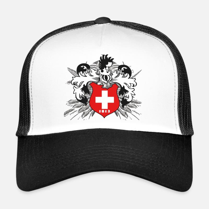 Schweiz T-Shirt oder Hoodie bedrucken und texten - Trucker Cap - Weiß/Schwarz