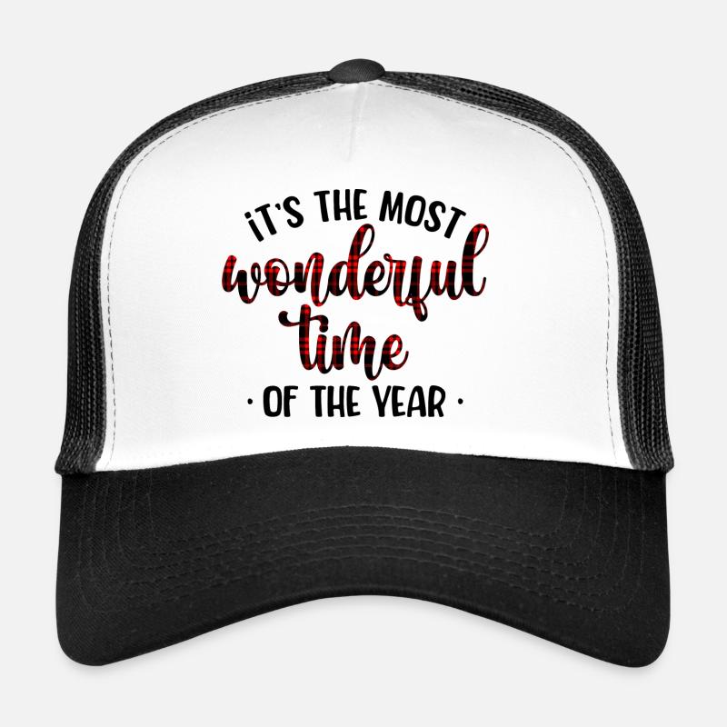 Crimson Plaid Script Trucker Cap