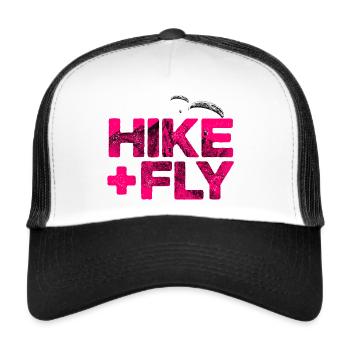 Randonnée et vol Parapente magenta - Casquette trucker  - blanc/noir - Devant