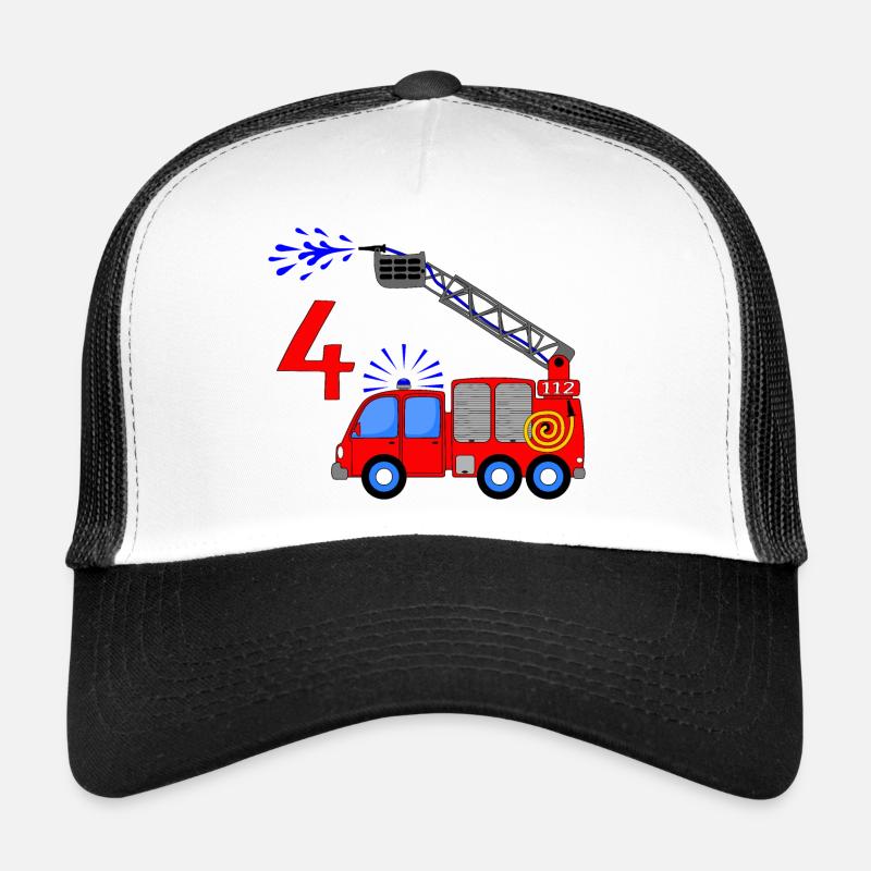 Fire engine 4 birthday children Trucker Cap