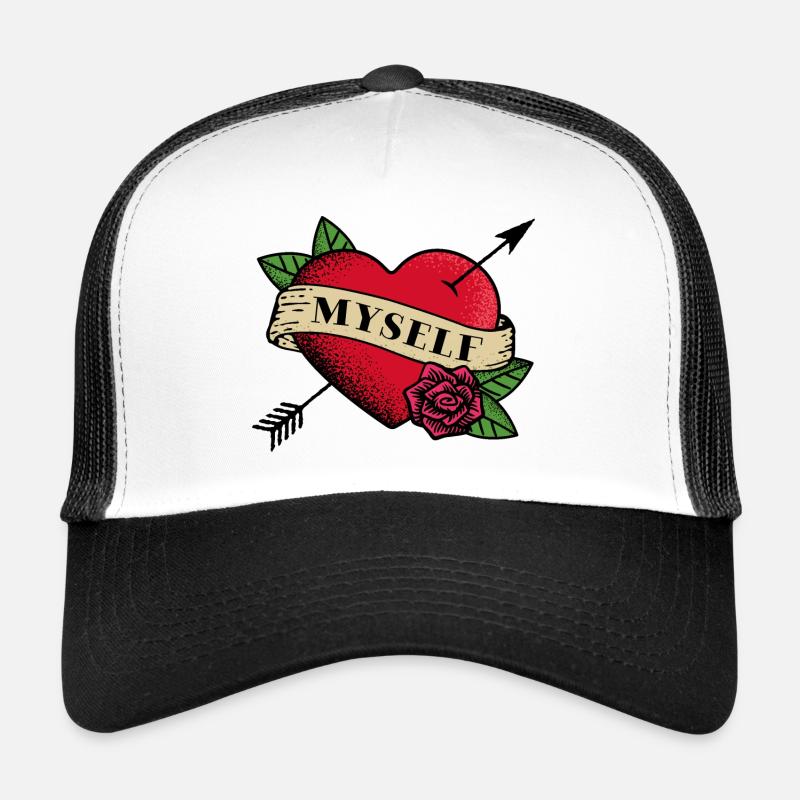 Tatouage de cœur moi-même Casquette trucker 