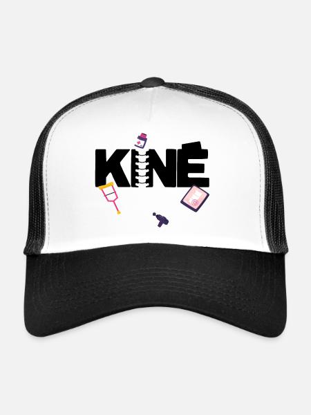 Kiné Cadeau pour Masseur Kinésithérapeute - Casquette trucker  - blanc/noir - Devant
