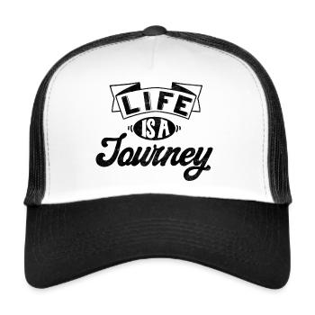 Reisespruch Life is a Journey - Trucker Cap - Weiß/Schwarz - Vorne