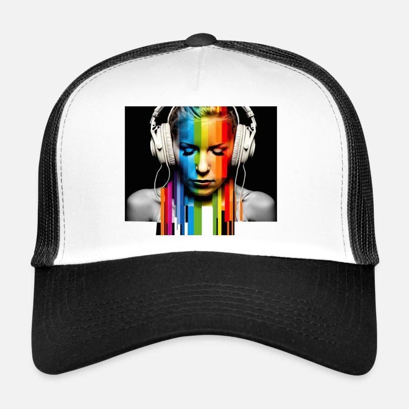 Rainbow Pulse: Kopfhörer-Porträt Trucker Cap