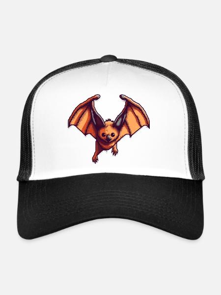 8 bits Flying Fox dans le pixel art rétro et vintage - Casquette trucker  - blanc/noir - Devant