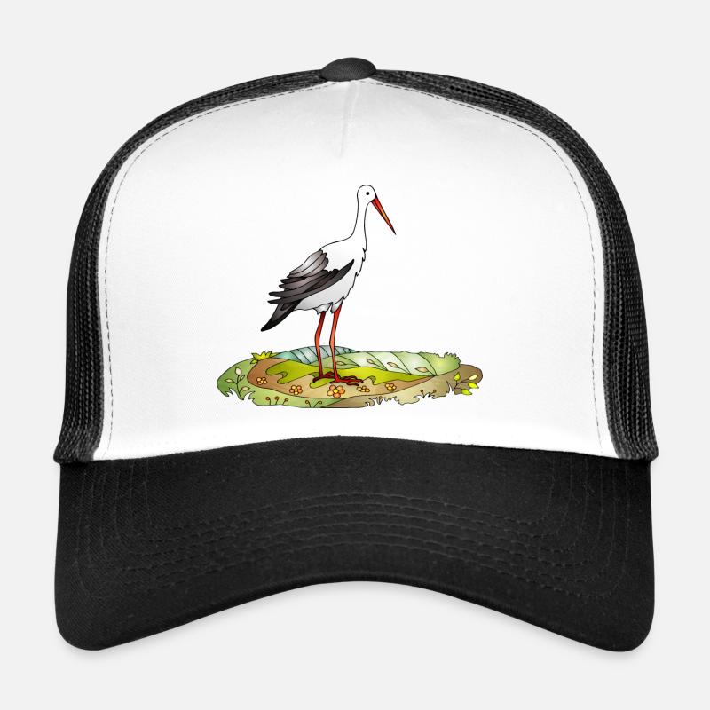Oiseau cigogne - Casquette trucker  - blanc/noir
