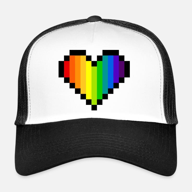 Pixel Art Regenbogenherz - LGBT Pride Trucker Cap