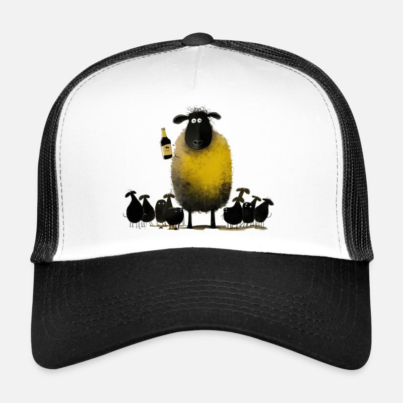 Funny sheep with beer - humor Trucker Cap