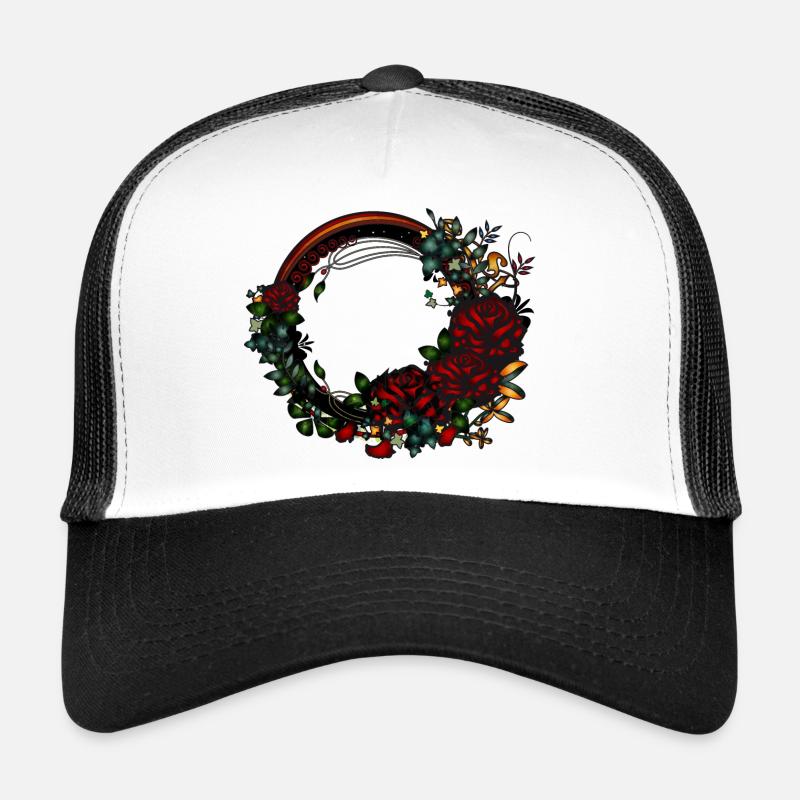 dunkler Rahmen Rosengarten in Jugendstil Optik Trucker Cap