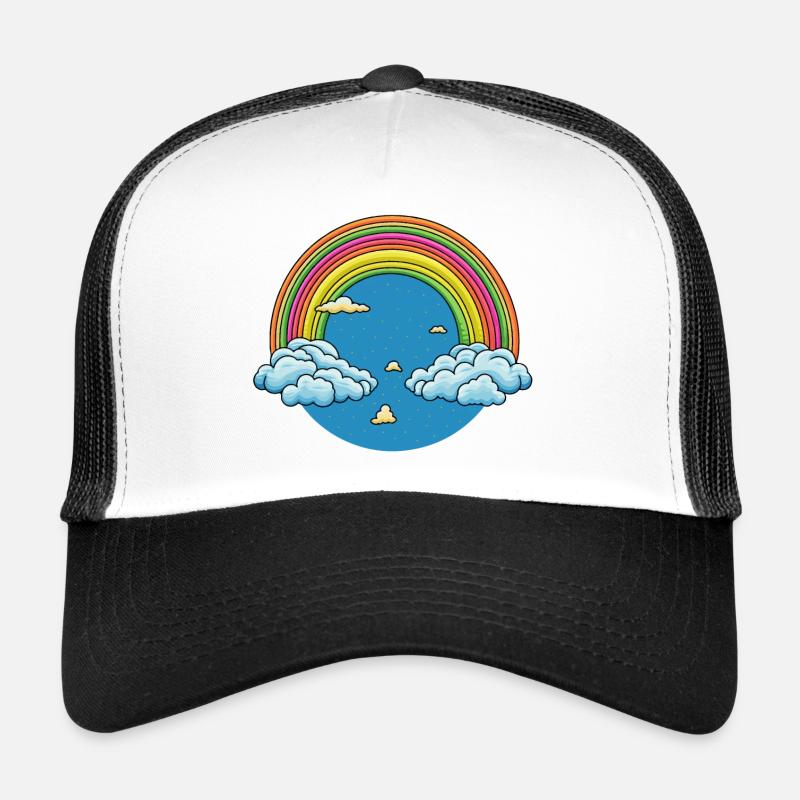 Nuages arc-en-ciel et étoiles Casquette trucker 
