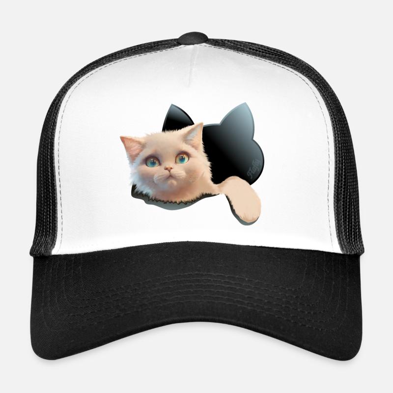 Kitten coming out from inside Trucker Cap