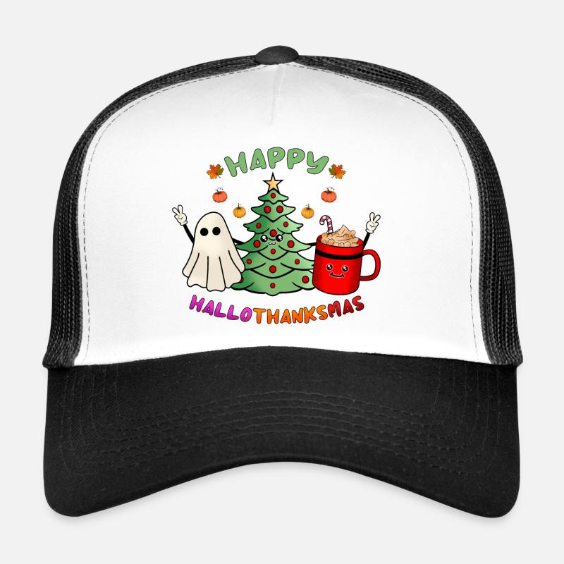 Happy Hallothanksmas Boo Tree & Cocoa Lover Trucker Cap
