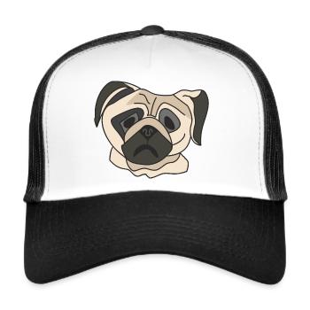 Pug face - Trucker Cap - white/black - Front