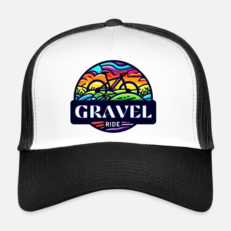 Gravel Ride Sunset Cyclist - Trucker Cap - Weiß/Schwarz