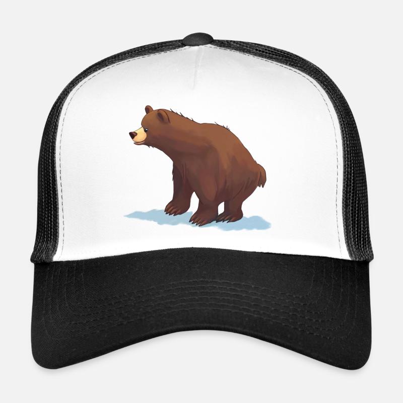 Braunbär (Gemälde) - Trucker Cap - Weiß/Schwarz