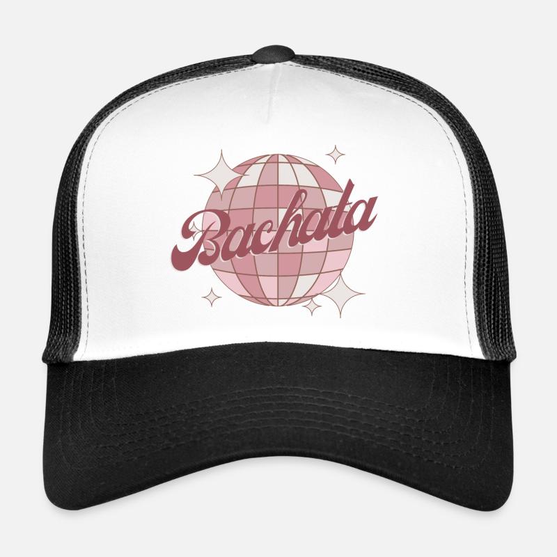 Bachata Dance Retro Comic Disco Ball Rose - Casquette trucker  - blanc/noir