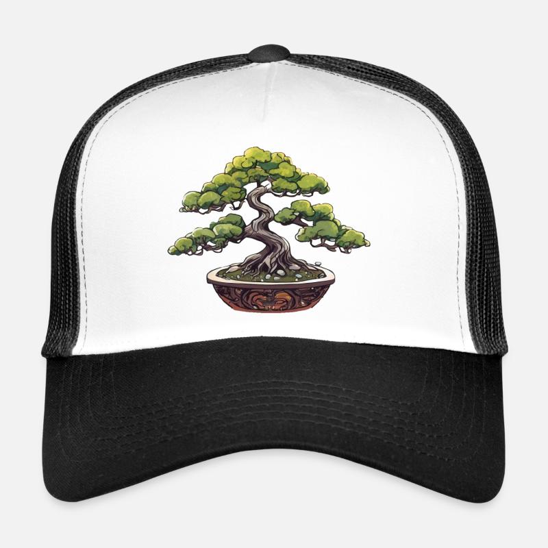 Bonsaï - Casquette trucker  - blanc/noir
