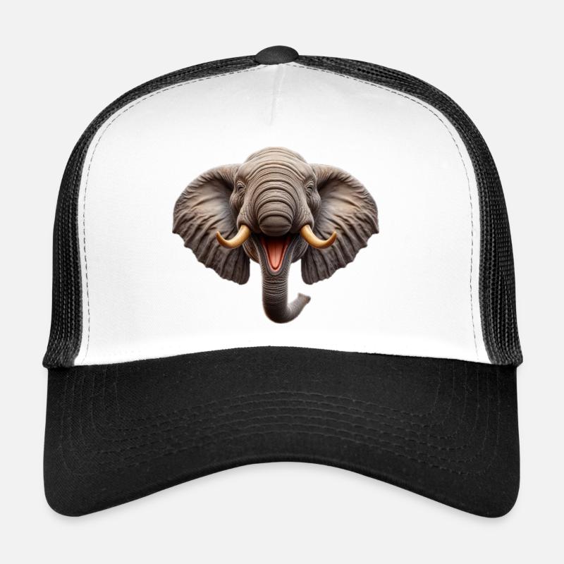 Lachender Elefant - Trucker Cap - Weiß/Schwarz