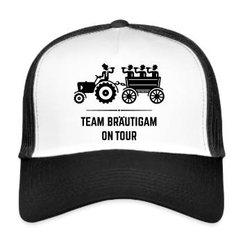 Team Bräutigam On Tour Mit Trecker (JGA / Black) - Trucker Cap - Weiß/Schwarz - Vorne