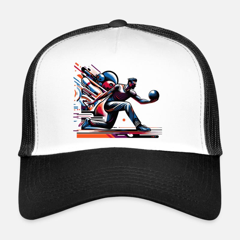 Dynamischer, farbenfroher Bowler in Aktion Trucker Cap