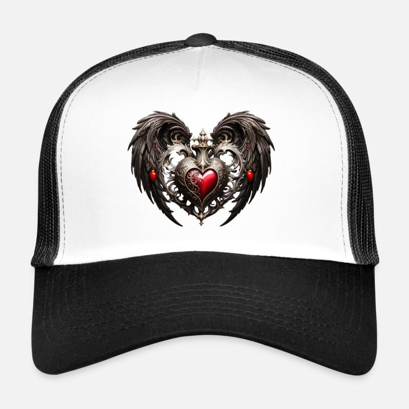 Ein atemberaubendes Gothic-Herz mit eleganten Flügeln Trucker Cap