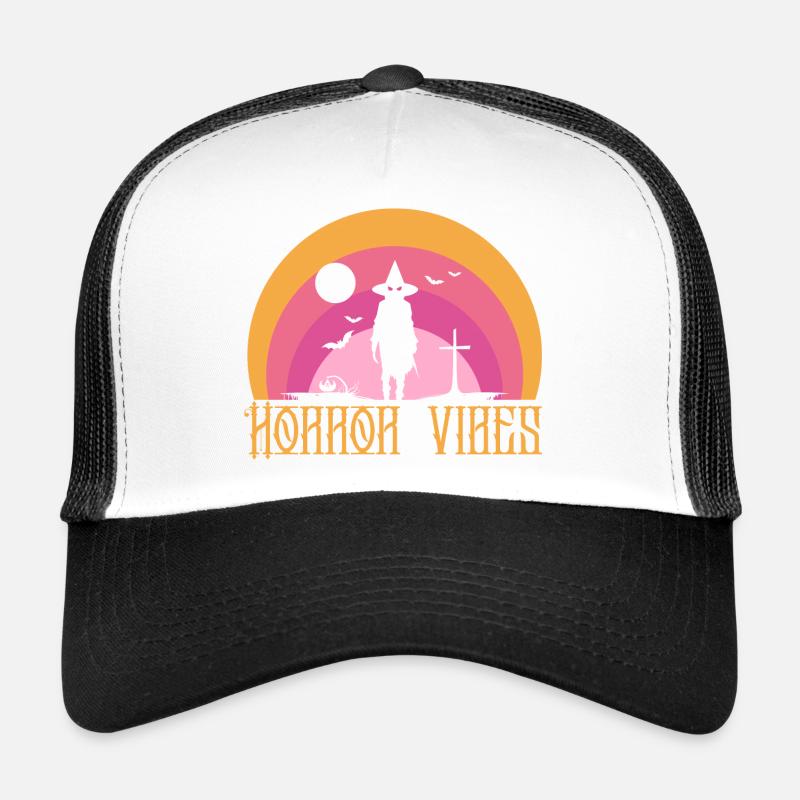 Horror Vibes Witch Silhouette Sunset Trucker Cap