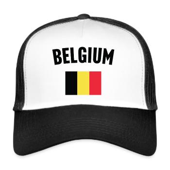 Belgische Flagge - Trucker Cap - Weiß/Schwarz - Vorne