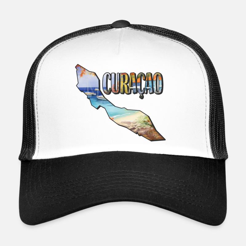Watercolor Map Curacao Trucker Cap