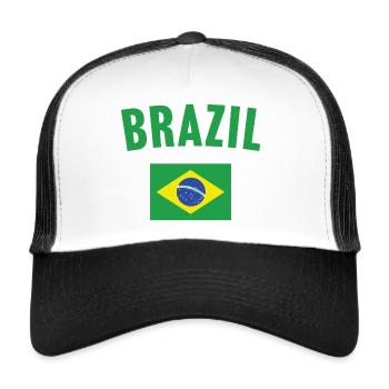 Drapeau du Brésil - Casquette trucker  - blanc/noir - Devant