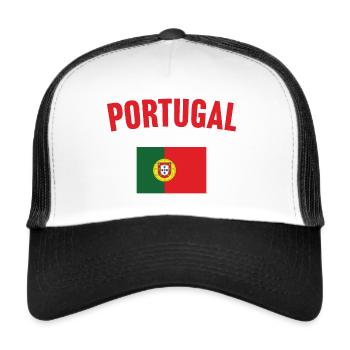 Drapeau du Portugal - Casquette trucker  - blanc/noir - Devant