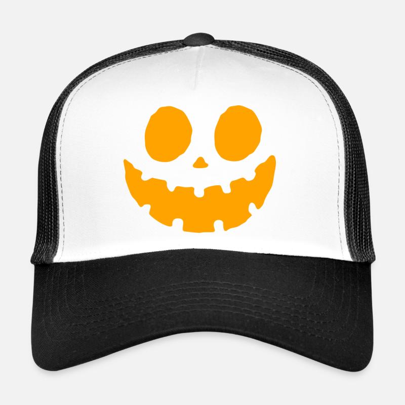 Kürbisgesicht Halloween Design - Trucker Cap - Weiß/Schwarz