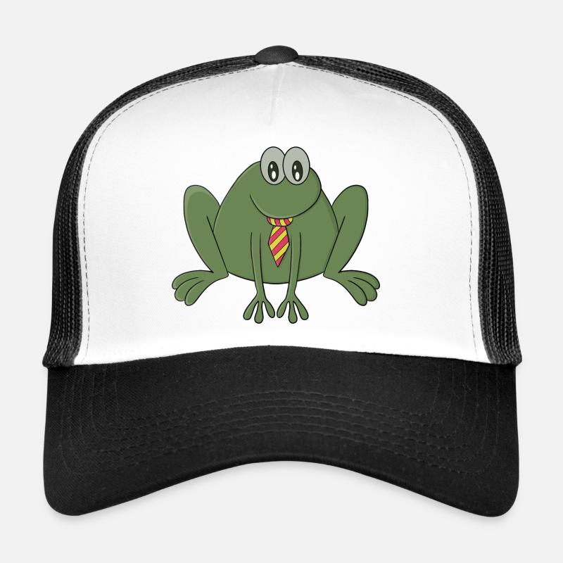 Grenouille avec une cravate - Casquette trucker - blanc/noir