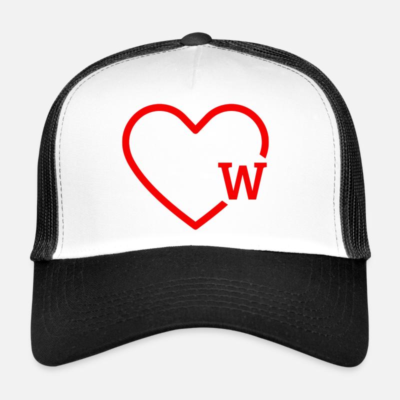 Buchstabe w Rotes Herz Trucker Cap