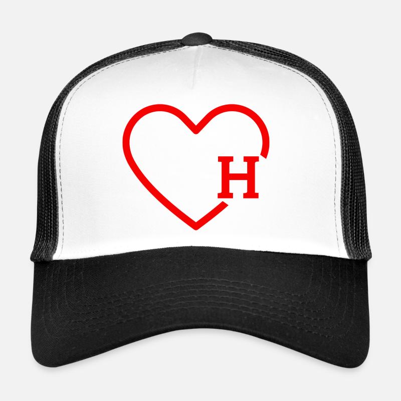 Buchstabe H Rotes Herz Trucker Cap