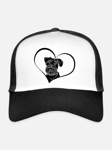 Schnauzer moyen en cœur - Casquette trucker  - blanc/noir - Devant