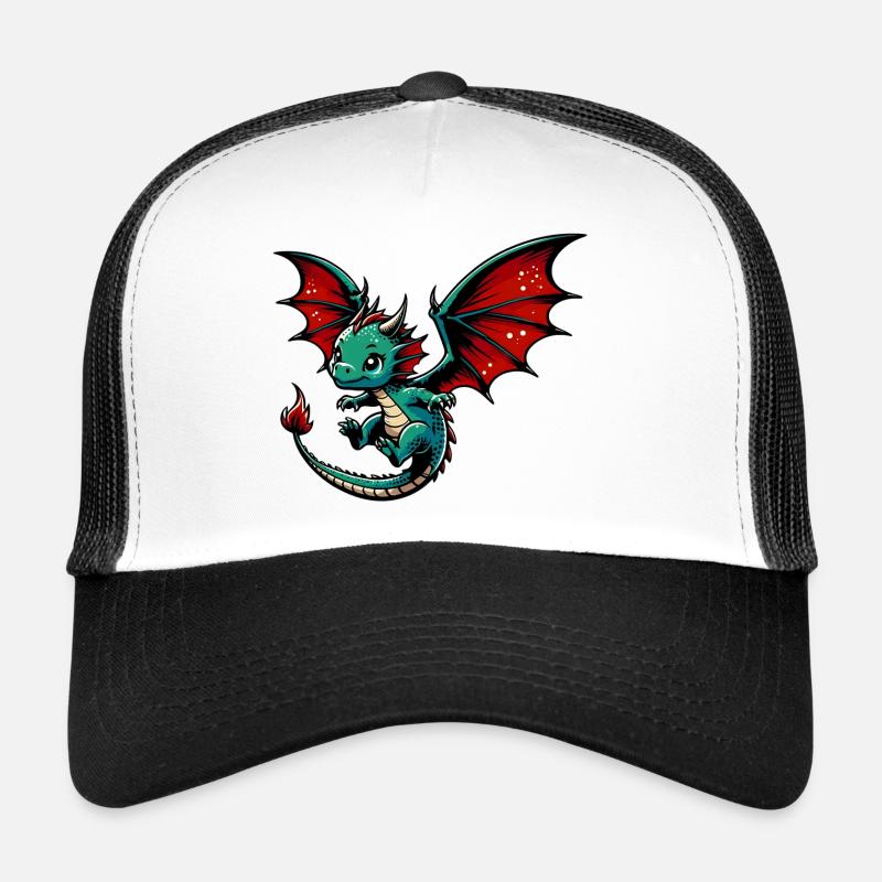 Drache - Trucker Cap - Weiß/Schwarz
