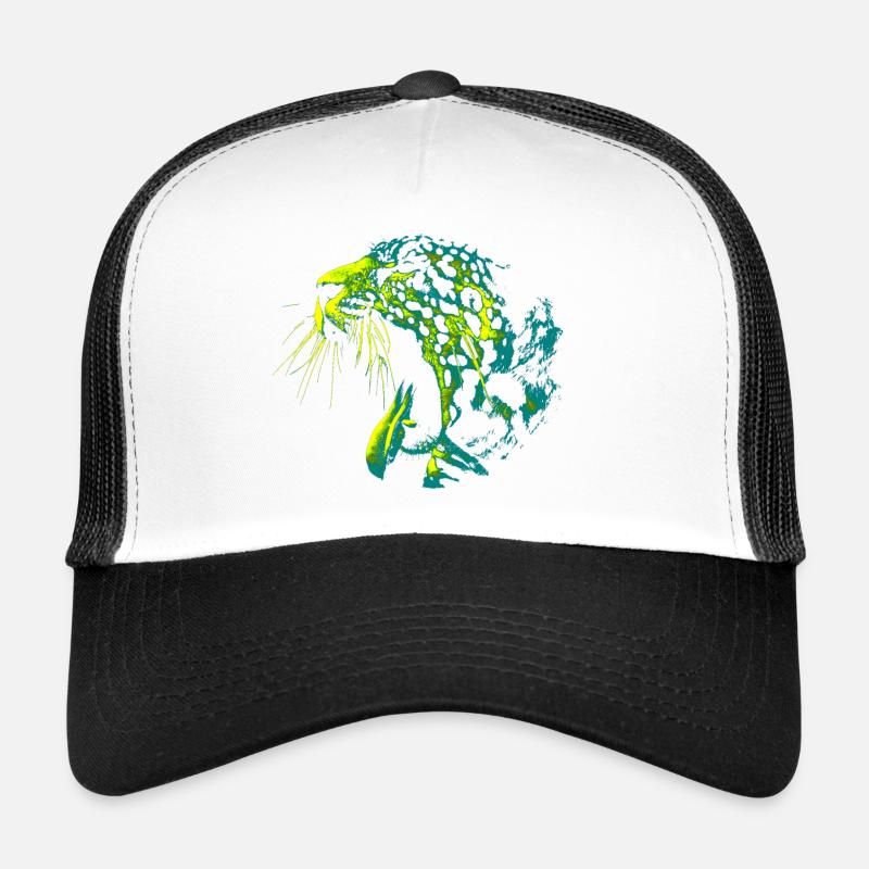 Stylischer Panther - Trucker Cap - Weiß/Schwarz
