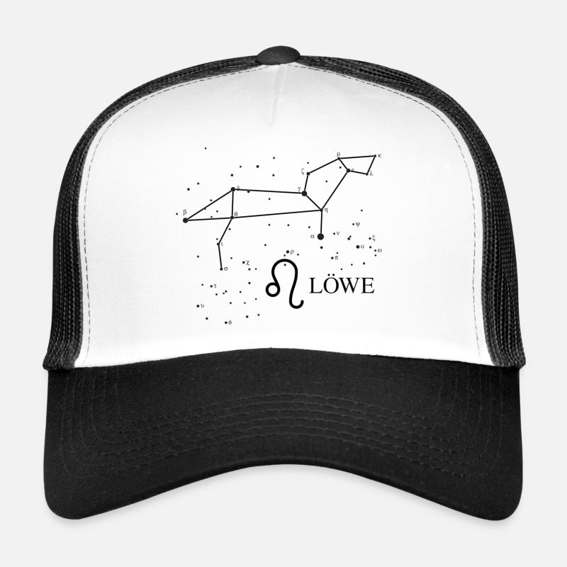 Sternzeichen Löwe mit Sternbezeichnungen - Trucker Cap - Weiß/Schwarz