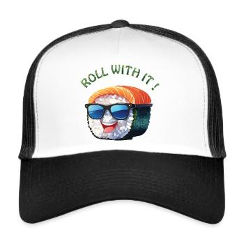 Roll with it ! - Casquette trucker  - blanc/noir - Devant