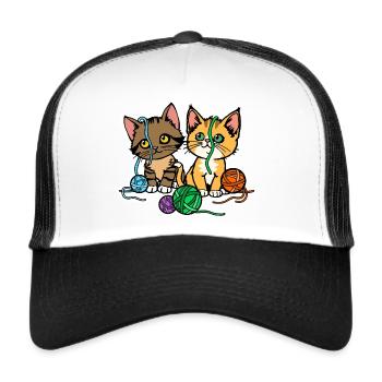 My cats have fun with my wool! - Trucker Cap - white/black - Front