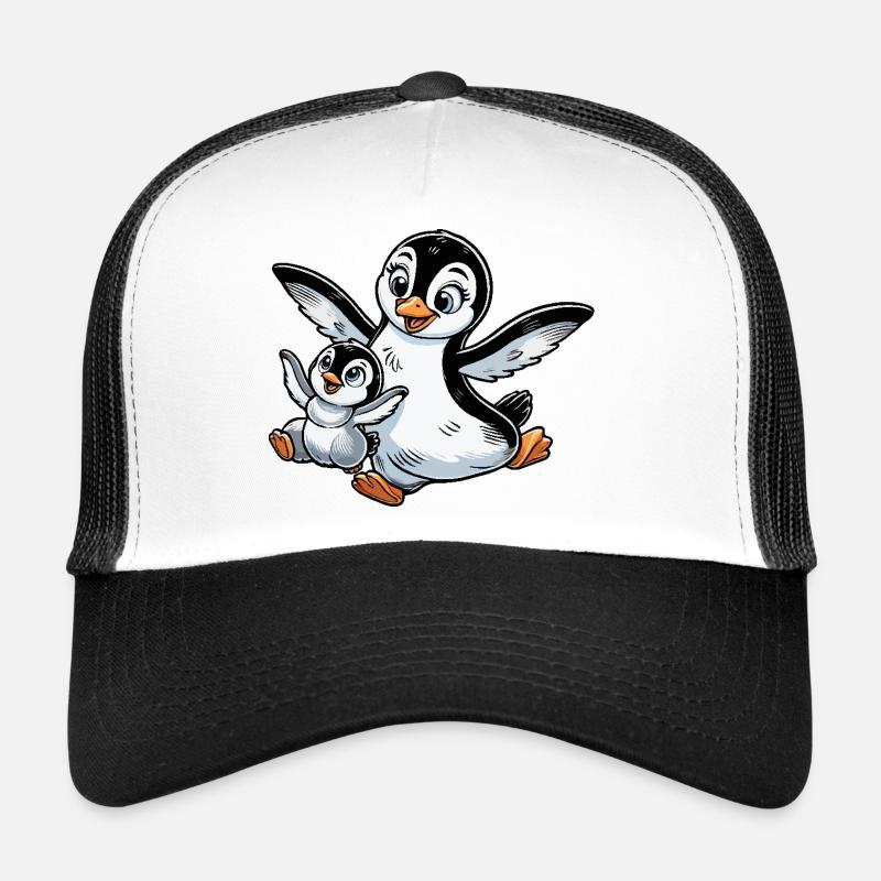 Pingouin mère et enfant gambadant Casquette trucker 