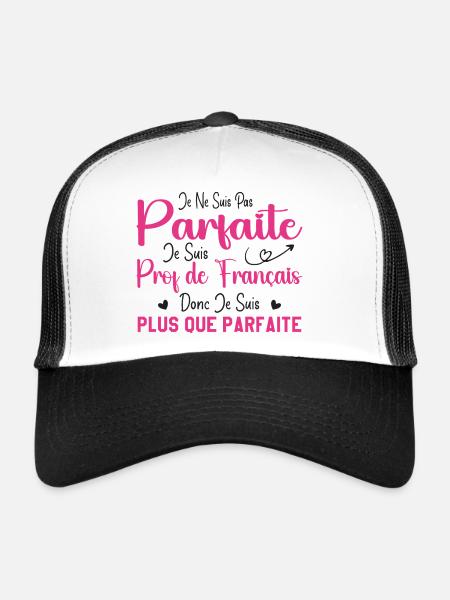 Femme Humour Professeur de Français - Casquette trucker  - blanc/noir - Devant