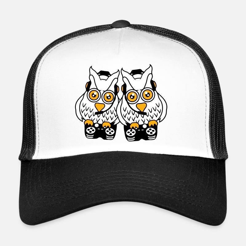 2 Gamer Eulen zocken Team Freunde zwei Spieler Duo Trucker Cap